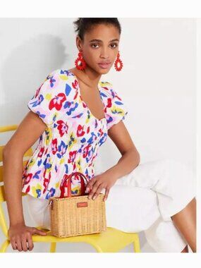 KATE SPADE NEW YORK SAM WICKER MADRAS MINI SATCHEL